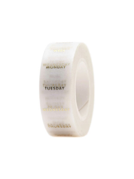 Washi-Tape &ldquo;gldWEEKDAY&rdquo; in wei&szlig;-gold