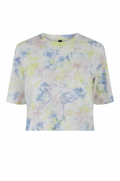 Gecropptes Batikshirt &ldquo;gldGOLDIG&rdquo; aus Bio-Baumwolle