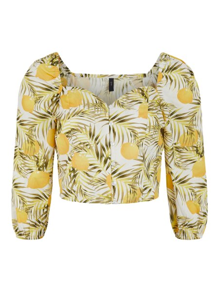 Bluse mit Zitronenprint &quot;gldJENNY&quot; aus Bio-Baumwolle