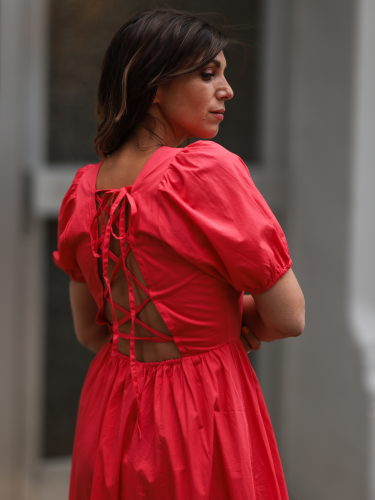 Kurzärmliges Kleid "gldSCOOPA" in rot