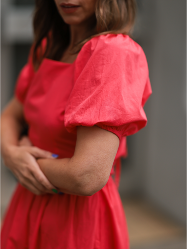 Kurz&auml;rmliges Kleid &quot;gldSCOOPA&quot; in rot