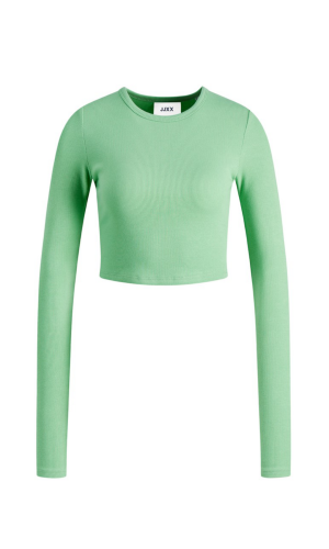 Gecropptes Langarmshirt "gldFELINE" in grün