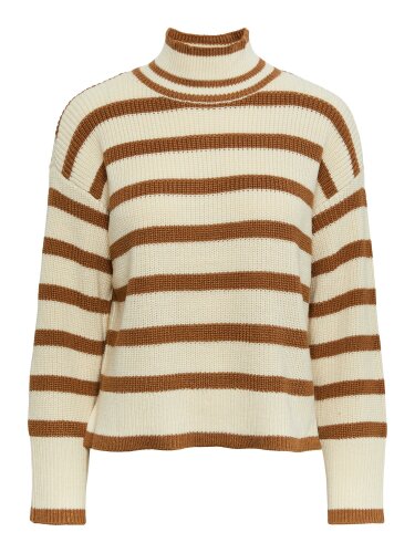 Strickpullover "gldSTRIPEY" mit braunen Streifen