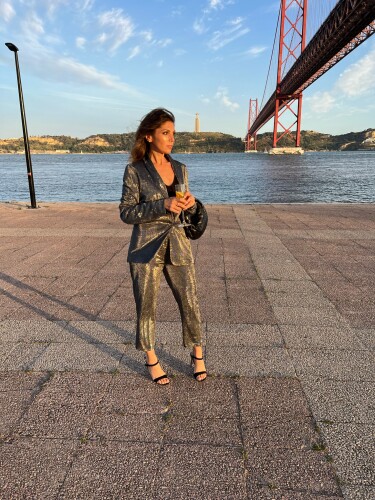 Gecroppte Hose &quot;gldFADORA&quot; in silber