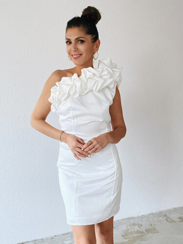 One Shoulder Mini-Kleid "gldVIDA" in weiß