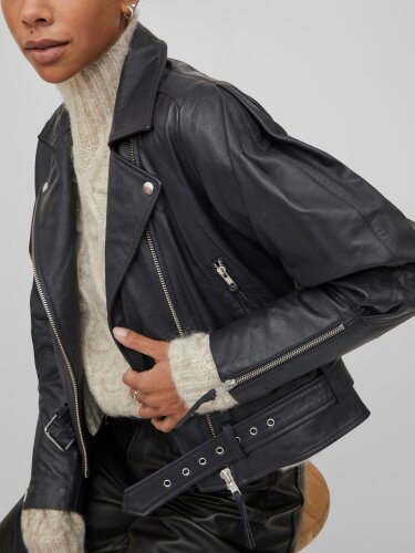 Biker-Lederjacke &ldquo;gldCAMELY&rdquo; in dunkelblau