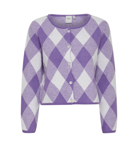Strickjacke &quot;gldBRIELLE&quot; mit lila Karomuster