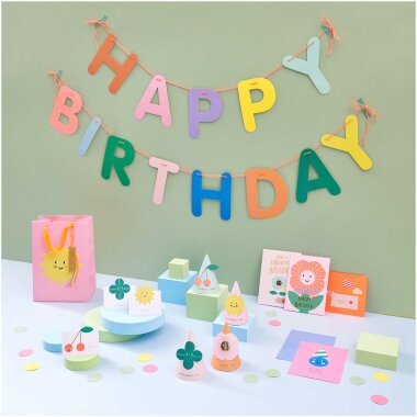 Girlande "gldHAPPY BIRTHDAY" in multicolor / neon