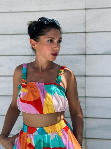 Kurzes Top "gldRIMO" mit buntem Print
