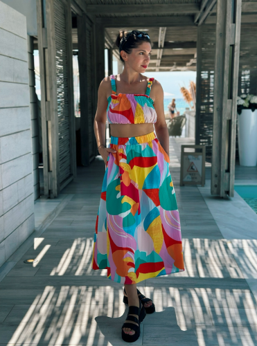 Kurzes Top "gldRIMO" mit buntem Print