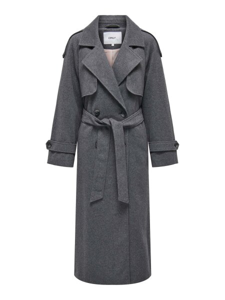 Langer grauer Trenchcoat &quot;gldMAISY&quot; mit Wolle
