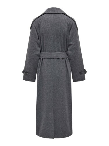 Langer grauer Trenchcoat &quot;gldMAISY&quot; mit Wolle