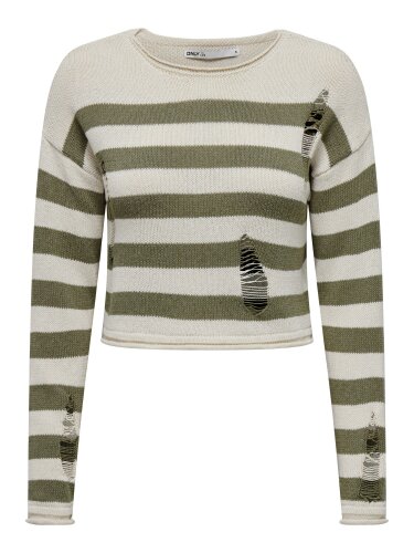 Crop Pulli &quot;gldMARLA&quot; in gr&uuml;n/wei&szlig;