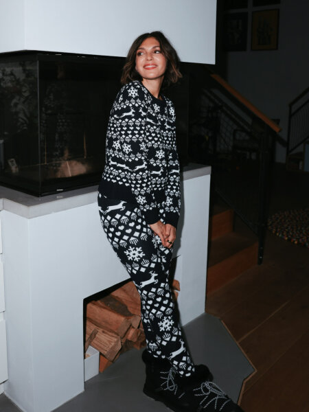 Weihnachtliche Hose &quot;gldXMAS SNOWFLAKE&quot; in blau