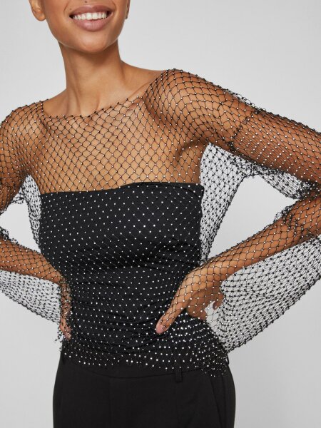 Lang&auml;rmeliges Top &quot;gldSHINE&quot; in schwarz