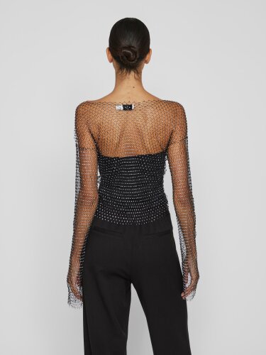 Lang&auml;rmeliges Top &quot;gldSHINE&quot; in schwarz