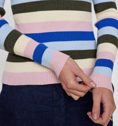 Rippstrick-Pullover &amp;quot;gldMULEA&amp;quot; in gr&amp;uuml;n/blau/rose