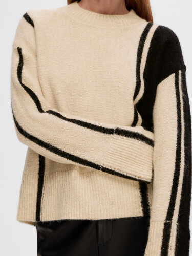 Strickpullover "gldALVA" in beige/schwarz