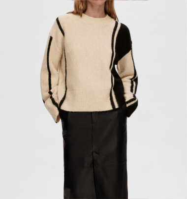 Strickpullover &quot;gldALVA&quot; in beige/schwarz