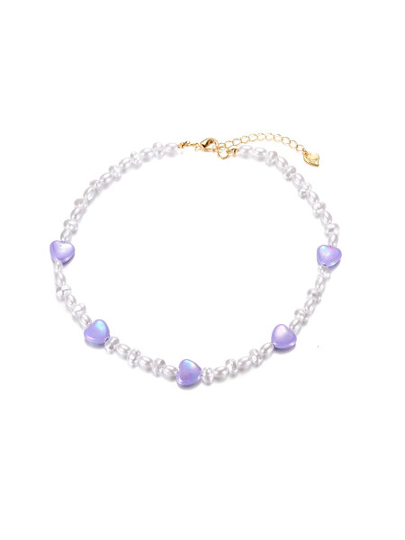 Perlenhalskette &quot;gldSWEET&quot; in lila