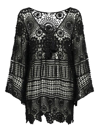 Kurzes Häkelkleid "gldFLORENCE" in schwarz