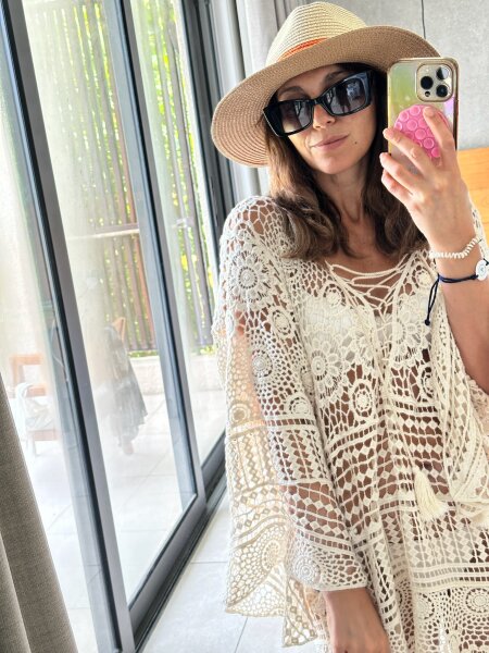 Kurzes H&auml;kelkleid &quot;gldFLORENCE&quot; in beige