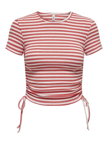 Kurzes T-Shirt "gldWENDY" rot/weiß gestreift