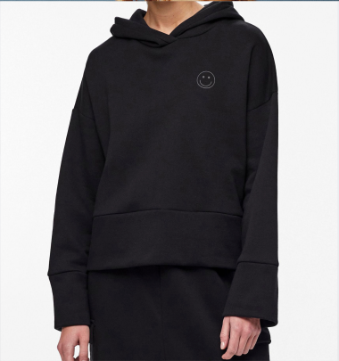 Hoodie mit Smiley-Print &quot;gldMAKENNA&quot; in schwarz