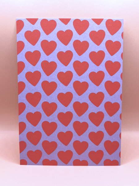 Postkarte &quot;gldHERZTAPETE&quot; mit vielen Herzen