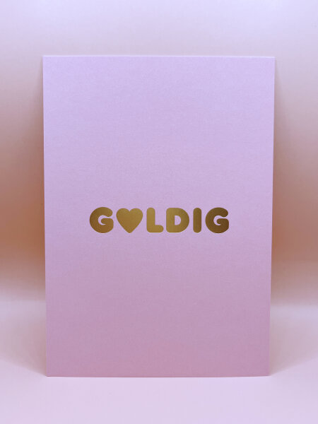 Postkarte &quot;gldGOLDIG&quot; in gold
