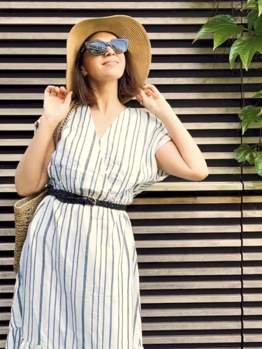 Midikleid "gldTHYRA" mit Streifen aus Musselin