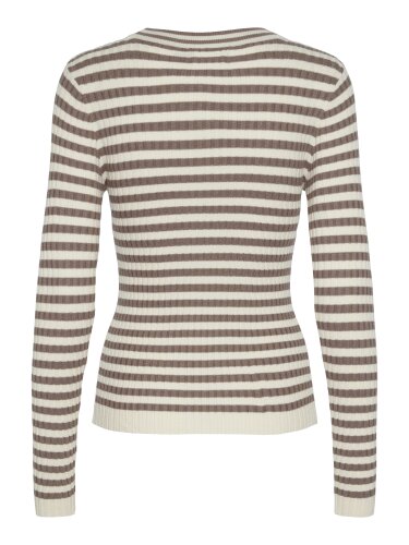 Lang&auml;rmliges geripptes Top &quot;gldCRISTA&quot; in braun/wei&szlig;