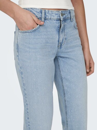 Low-Waist-Jeans "gldBREE" mit Strassteinchen