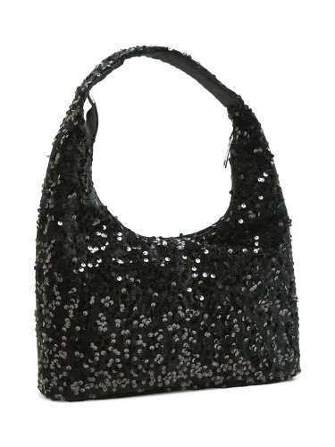 Schultertasche mit Pailletten "gldKAM" in schwarz