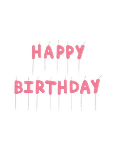 Geburtstagskerzen “Happy Birthday” in neon pink