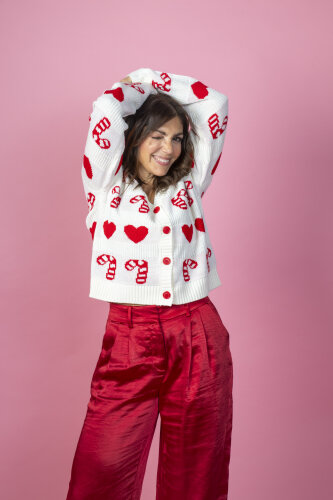 XMAS Strickjacke &quot;gldCANDYHEARTS&quot; in beige