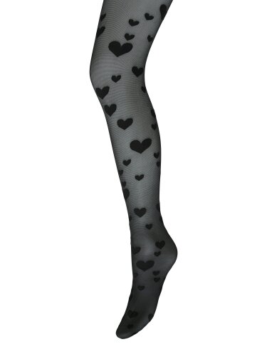 Schwarze Strumpfhose "gldPOLLY" mit Herzen