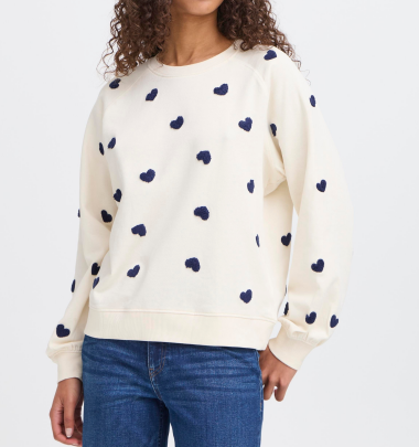 Pullover &quot;gldKASURA&quot; mit Herzen aus Baumwolle...
