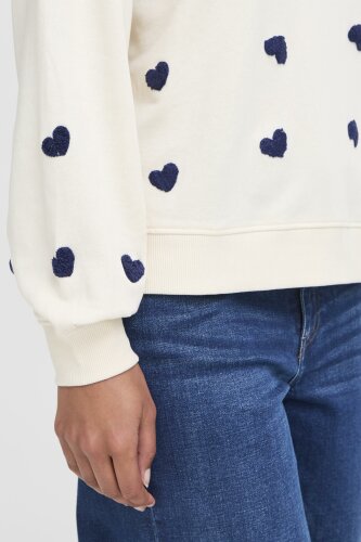Pullover &quot;gldKASURA&quot; mit Herzen aus Baumwolle in blau
