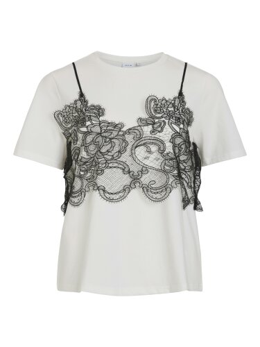 Baumwoll-T-Shirt &quot;gldRADA&quot; mit schwarzer Spitze