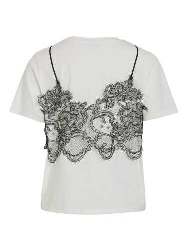 Baumwoll-T-Shirt &quot;gldRADA&quot; mit schwarzer Spitze