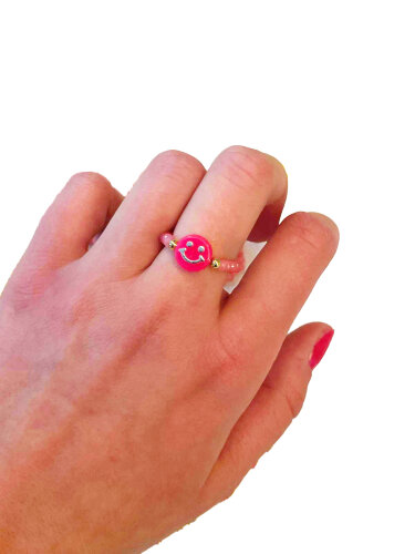 Ring &quot;gldURSEL&quot; mit Smiley in pink