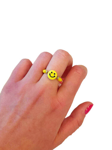 Ring &quot;gldURSEL&quot; mit Smiley in gelb