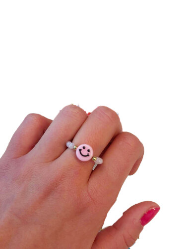 Ring &quot;gldURSEL&quot; mit Smiley in rosa