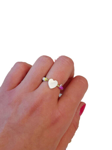 Ring &quot;gldURSEL&quot; mit Perlmuttherz in bunt