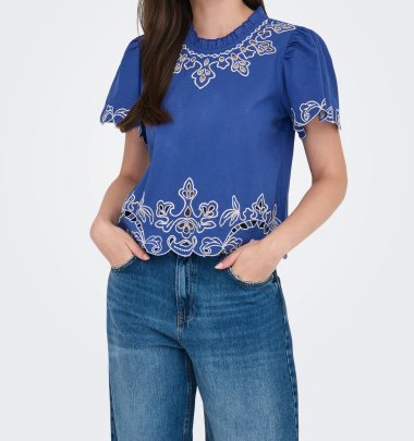 Blaues T-Shirt &quot;gldVERA&quot; aus Baumwolle