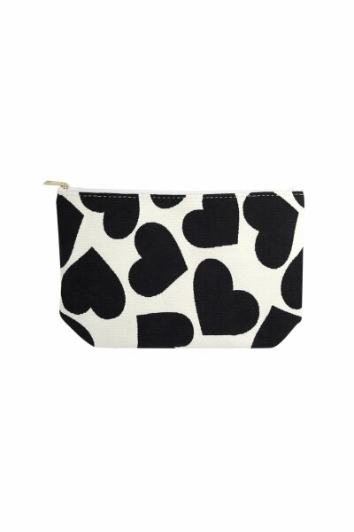 Makeup Tasche &quot;gldELENA&quot; mit Herzchen in schwarz/wei&szlig;