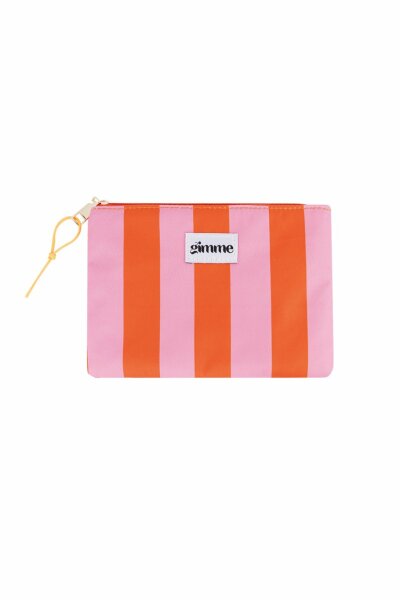 Flache Make-up-Bag "gldSTRIPES" in rosa/orange