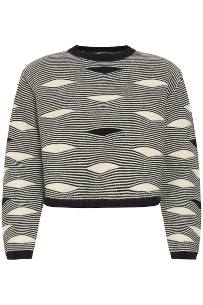 Gemusterter Pullover &quot;gldBAWAVES&quot; mit Wolle