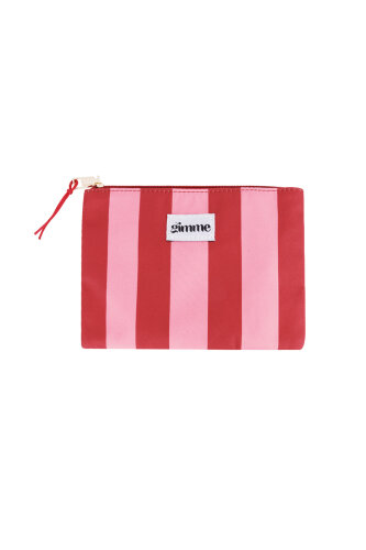 Flache Make-up-Bag "gldSTRIPES" in rosa/rot